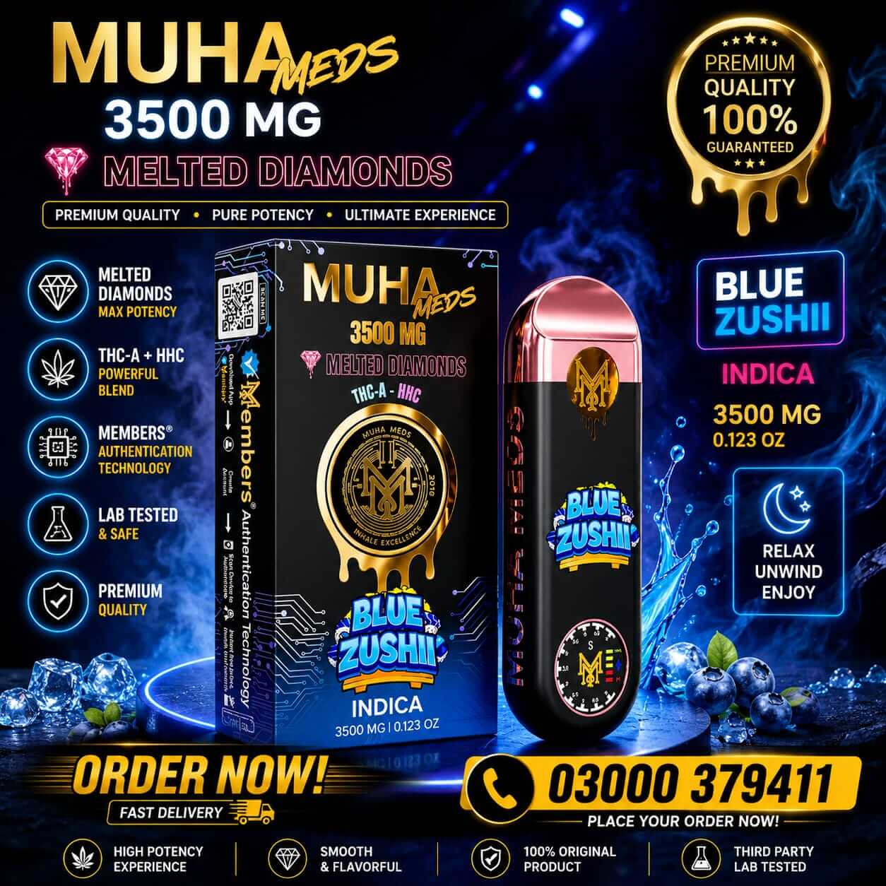 Muha Meds Melted Diamonds THC-A New Gen 3 Vaporize